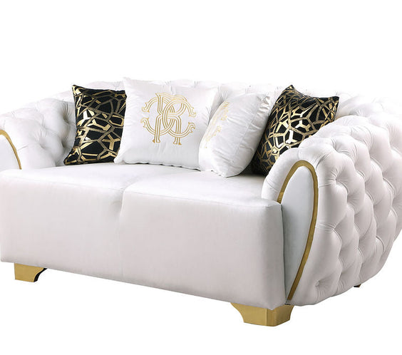 S2004 Mila sofa and loveseat (White)