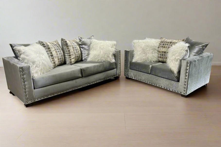 S315 Silver Sofa and Loveseat