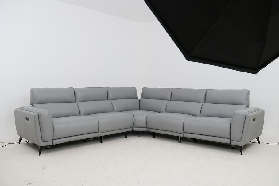 MI-2311 Lorenzo (LT. Grey) italian leather 5pcs sectional