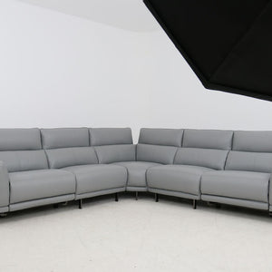 MI-2311 Lorenzo (LT. Grey) italian leather 5pcs sectional