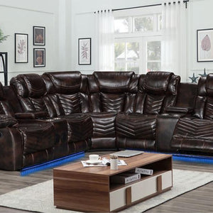 S2021 Lucky Charm reclining Sectional (Brown)