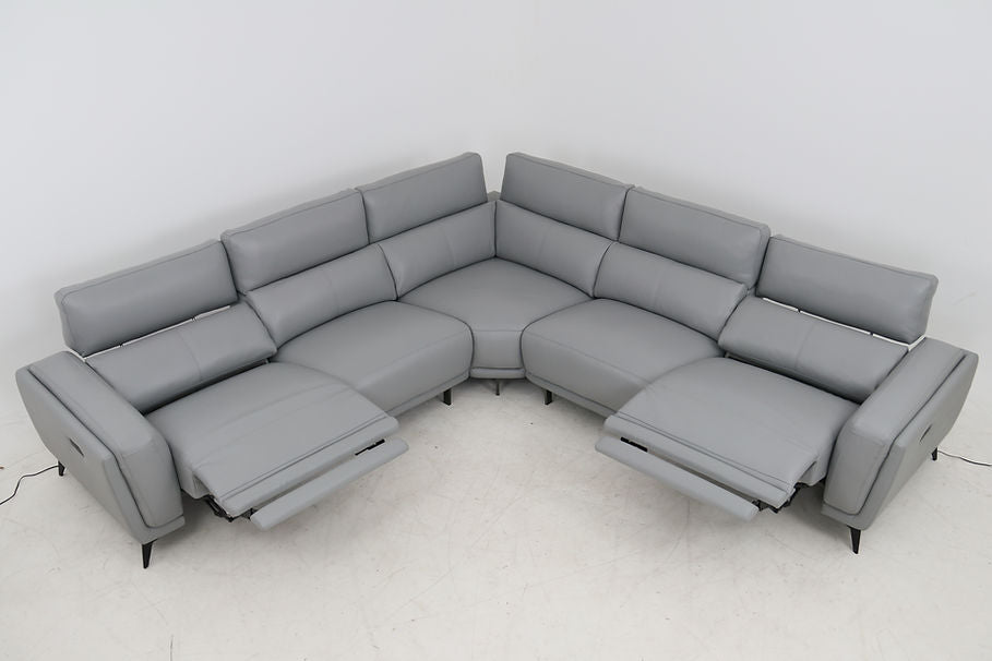 MI-2311 Lorenzo (LT. Grey) italian leather 5pcs sectional