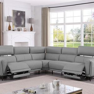 MI-2311 Lorenzo (LT. Grey) italian leather 5pcs sectional