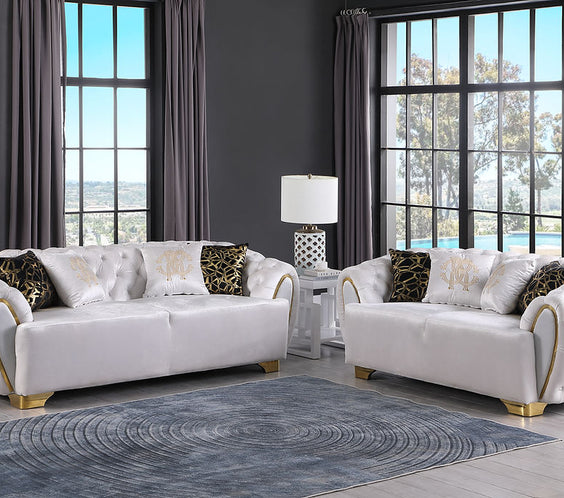 S2004 Mila sofa and loveseat (White)