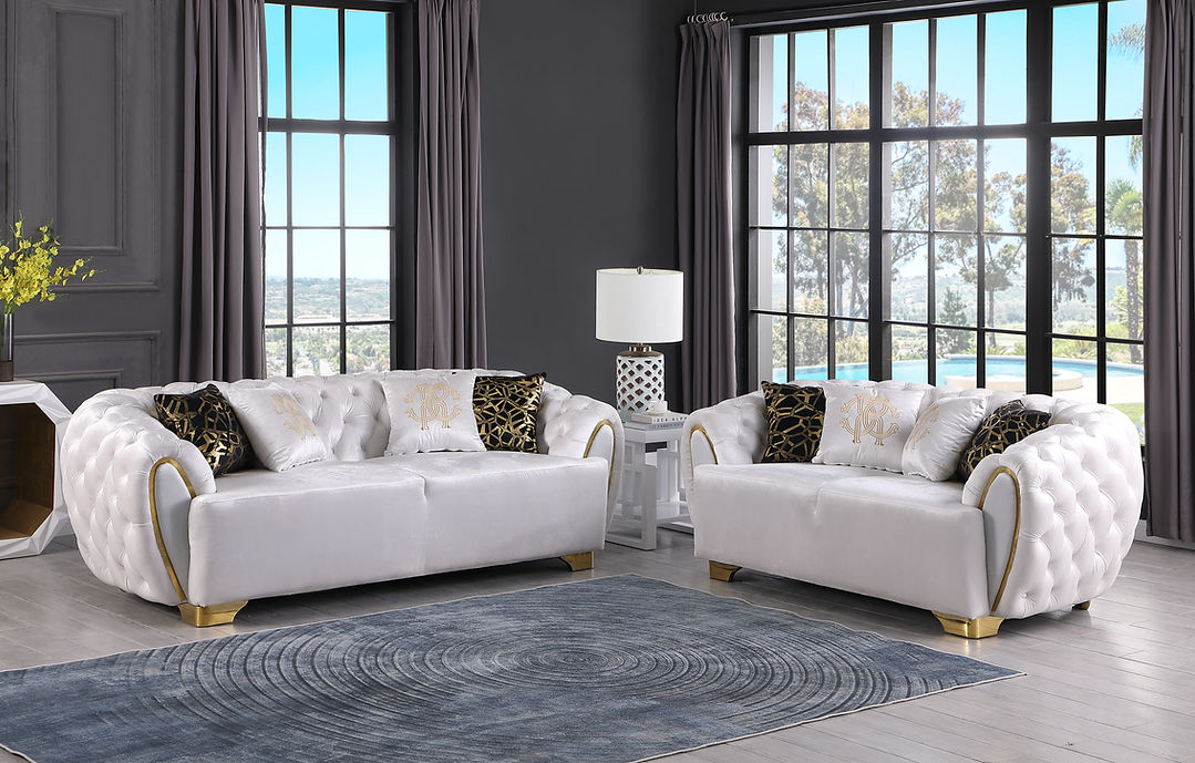 S2004 Mila sofa and loveseat (White)