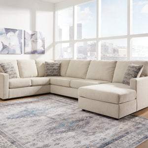 Edenfield 3-Piece Sectional with Ottoman in Linen