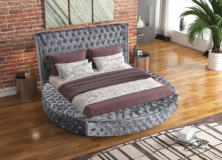 Reina Bed Grey Velvet