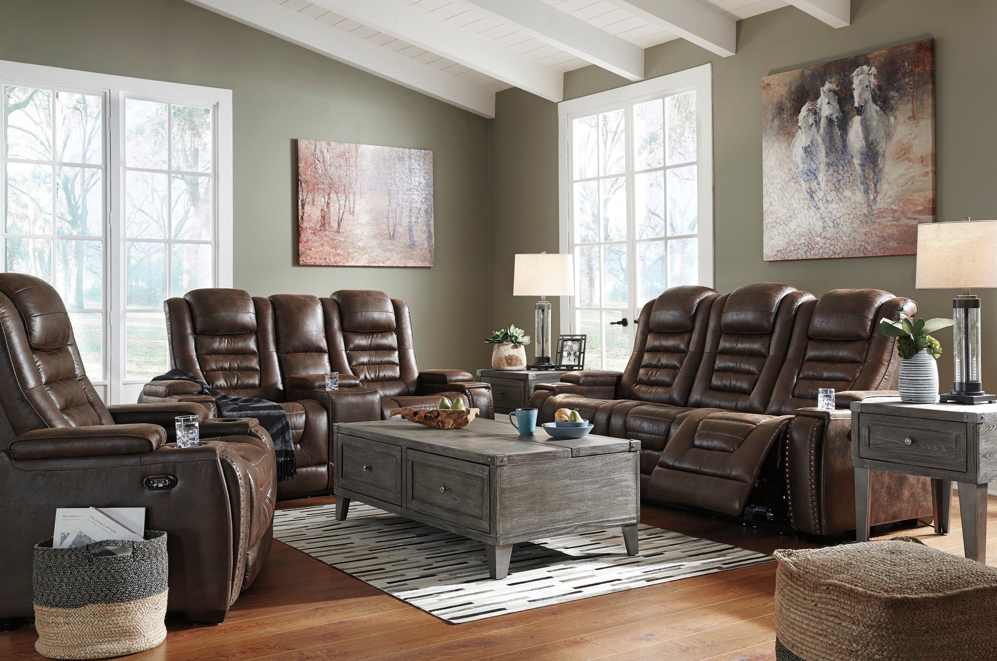 Game Zone Bark Power Reclining Living Room Set