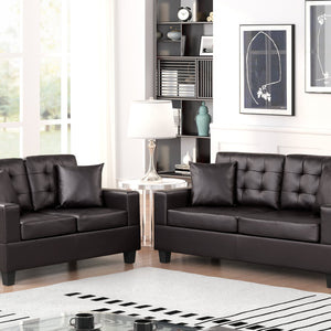 Vega Espresso PU Leather Sofa & Loveseat