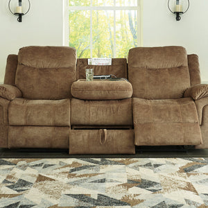 Huddle-Up Nutmeg Reclining Sofa with Drop Down Table