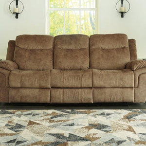 Huddle-Up Nutmeg Reclining Sofa with Drop Down Table