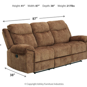 Huddle-Up Nutmeg Reclining Sofa with Drop Down Table