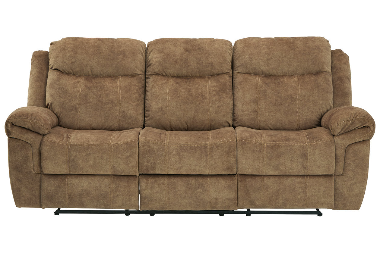 Huddle-Up Nutmeg Reclining Sofa with Drop Down Table