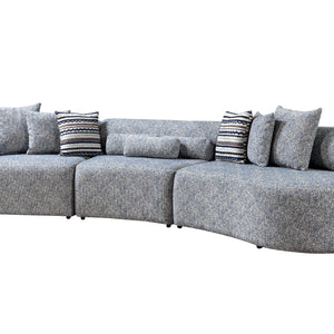 Lena Blue Boucle 3-Piece Curved Sectional