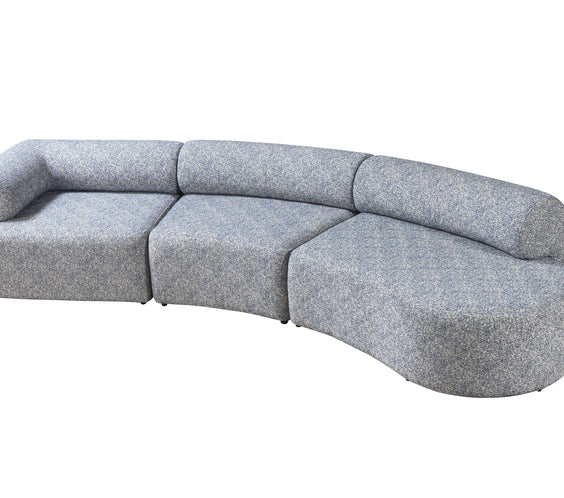 Lena Blue Boucle 3-Piece Curved Sectional