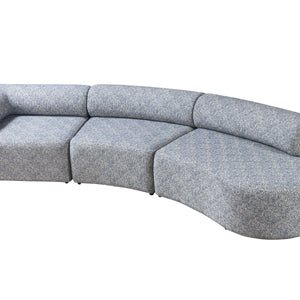 Lena Blue Boucle 3-Piece Curved Sectional