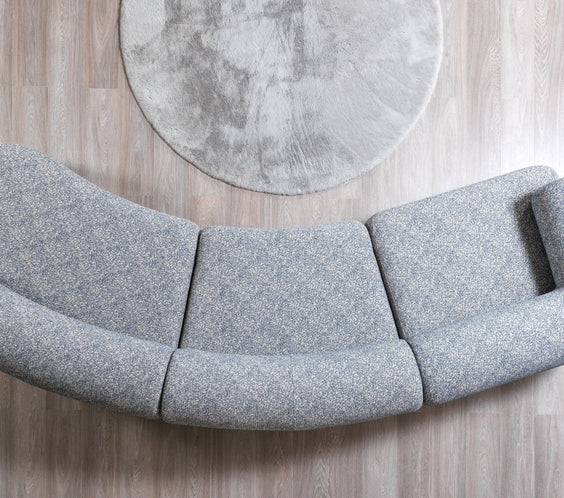 Lena Blue Boucle 3-Piece Curved Sectional