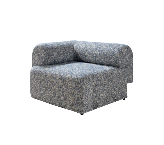Lena Blue Boucle 3-Piece Curved Sectional