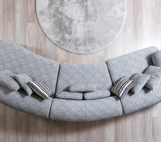 Lena Blue Boucle 3-Piece Curved Sectional