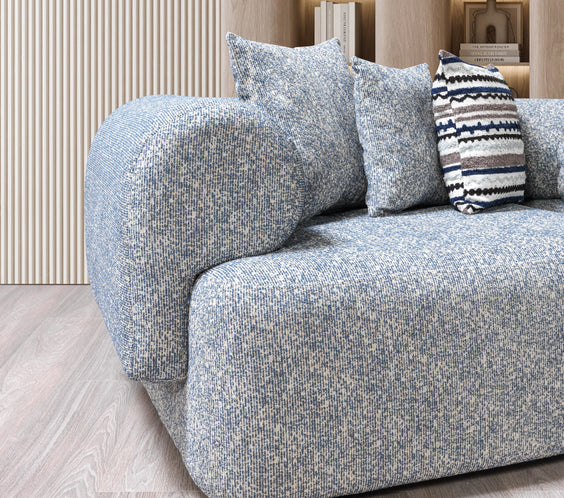 Lena Blue Boucle 3-Piece Curved Sectional