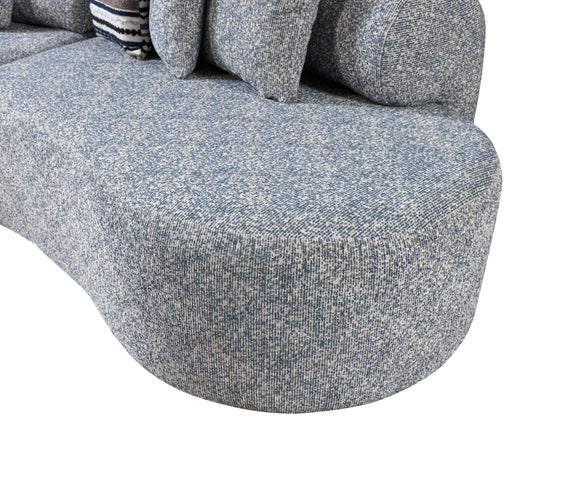 Lena Blue Boucle 3-Piece Curved Sectional