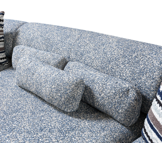 Lena Blue Boucle 3-Piece Curved Sectional