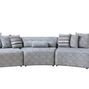 Lena Blue Boucle 3-Piece Curved Sectional