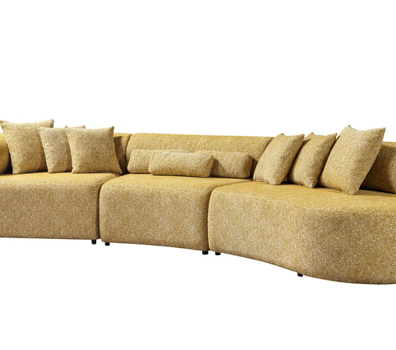 Lena Mustard Boucle 3-Piece Curved Sectional