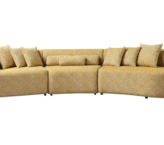 Lena Mustard Boucle 3-Piece Curved Sectional