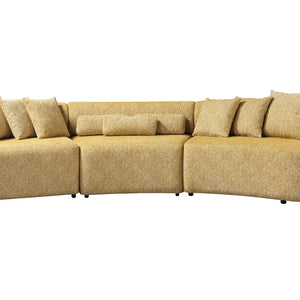 Lena Mustard Boucle 3-Piece Curved Sectional