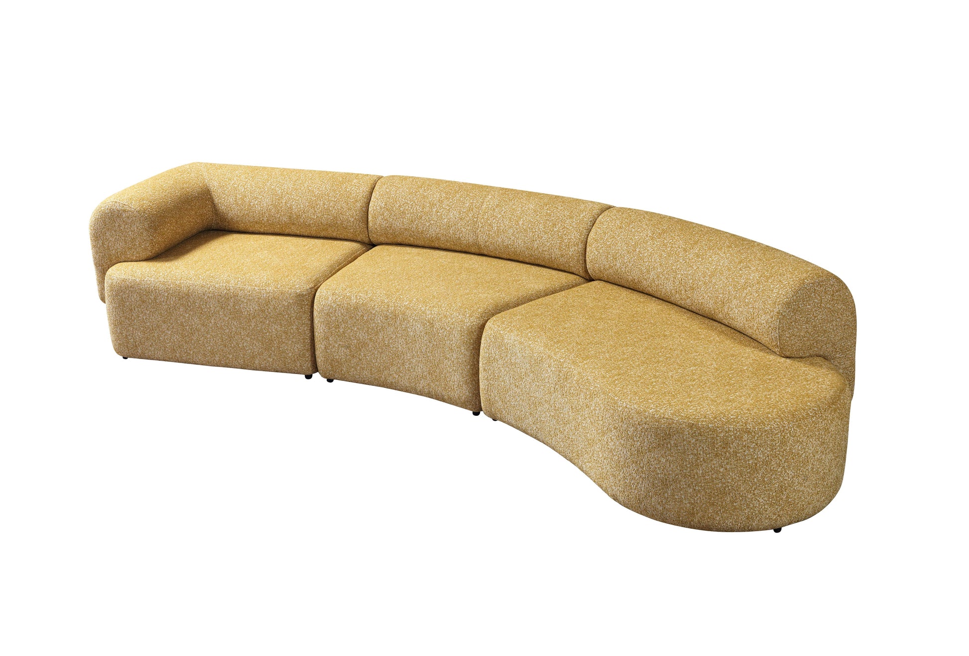 Lena Mustard Boucle 3-Piece Curved Sectional