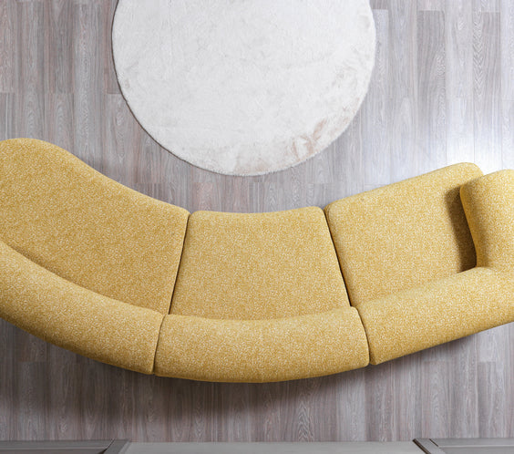 Lena Mustard Boucle 3-Piece Curved Sectional