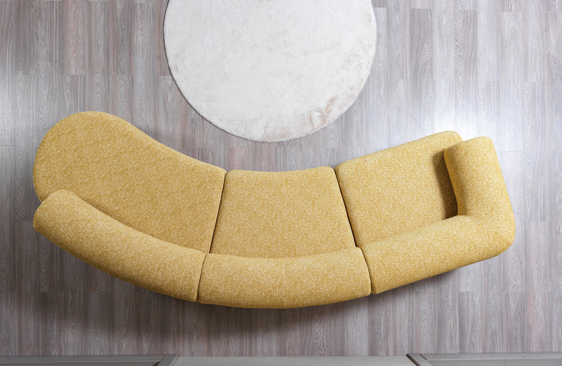 Lena Mustard Boucle 3-Piece Curved Sectional