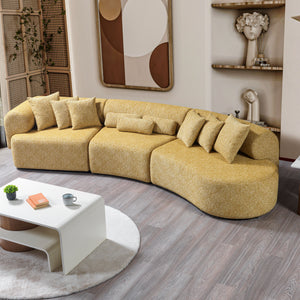 Lena Mustard Boucle 3-Piece Curved Sectional