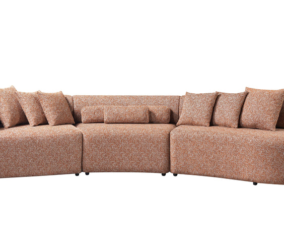 Lena Orange Boucle 3-Piece Curved Sectional