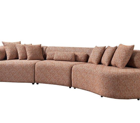 Lena Orange Boucle 3-Piece Curved Sectional