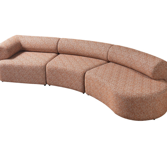 Lena Orange Boucle 3-Piece Curved Sectional