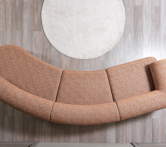Lena Orange Boucle 3-Piece Curved Sectional
