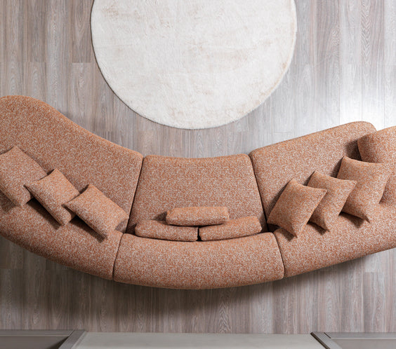 Lena Orange Boucle 3-Piece Curved Sectional
