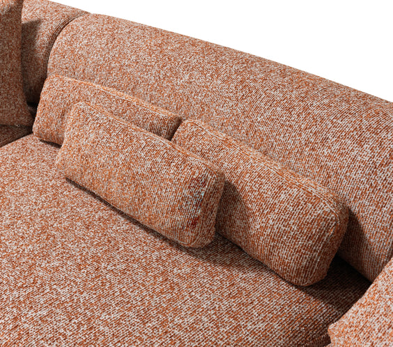 Lena Orange Boucle 3-Piece Curved Sectional