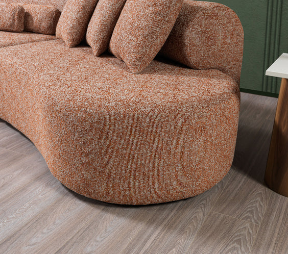 Lena Orange Boucle 3-Piece Curved Sectional