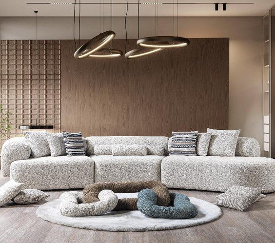Lena Stone Boucle 3-Piece Curved Sectional