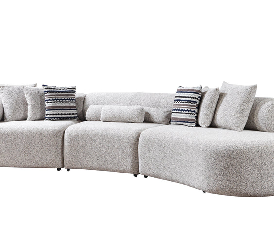 Lena Stone Boucle 3-Piece Curved Sectional