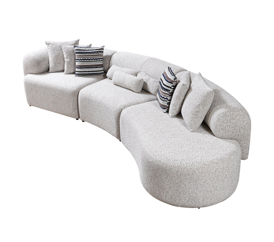 Lena Stone Boucle 3-Piece Curved Sectional
