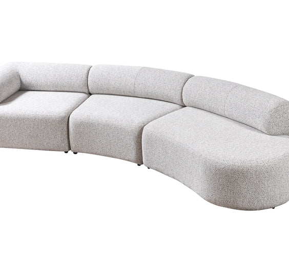 Lena Stone Boucle 3-Piece Curved Sectional