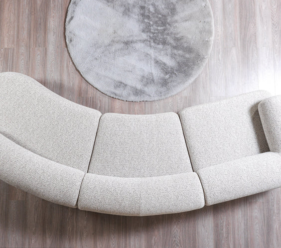 Lena Stone Boucle 3-Piece Curved Sectional