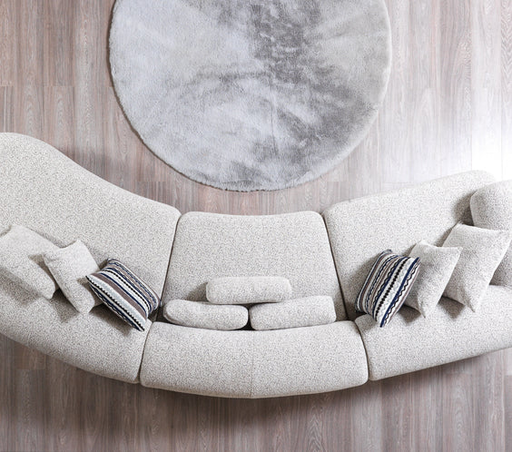 Lena Stone Boucle 3-Piece Curved Sectional