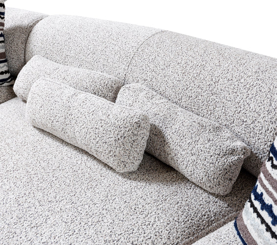 Lena Stone Boucle 3-Piece Curved Sectional