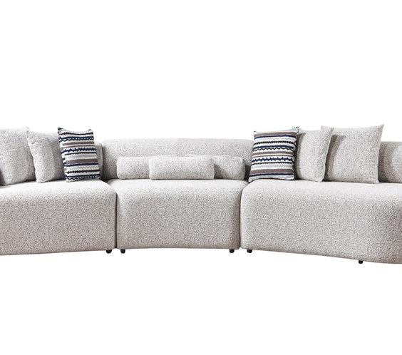 Lena Stone Boucle 3-Piece Curved Sectional