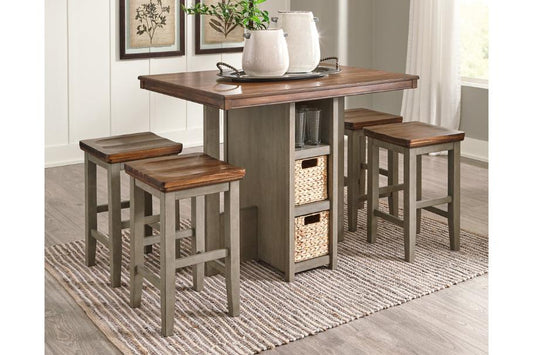 Lettner Gray/Brown 5-Piece Counter Height Set